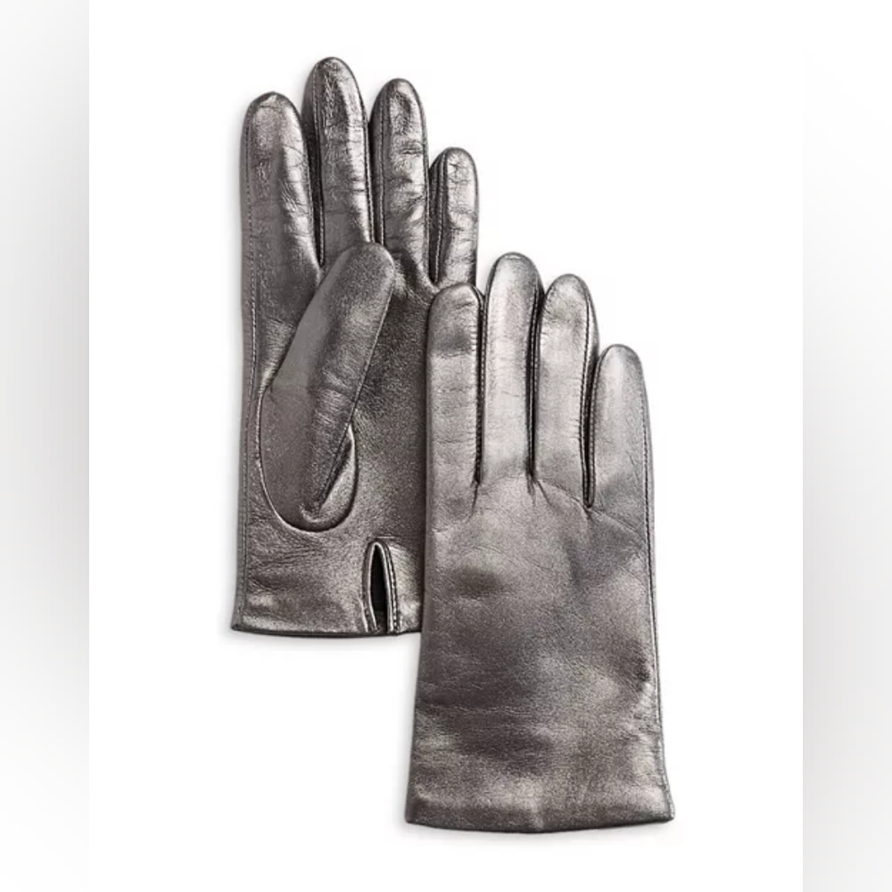 Aqua Metallic Leather Tech Gloves - 100% Exclusive BLOOMINGDALE'S - Picture 2 of 5